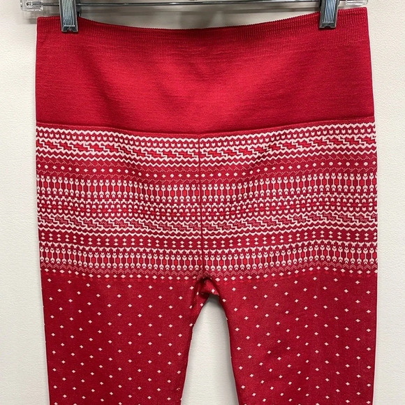 NWT Fabletics High Waisted Seamless Fair Isle Legging Red White L - Picture 2 of 16